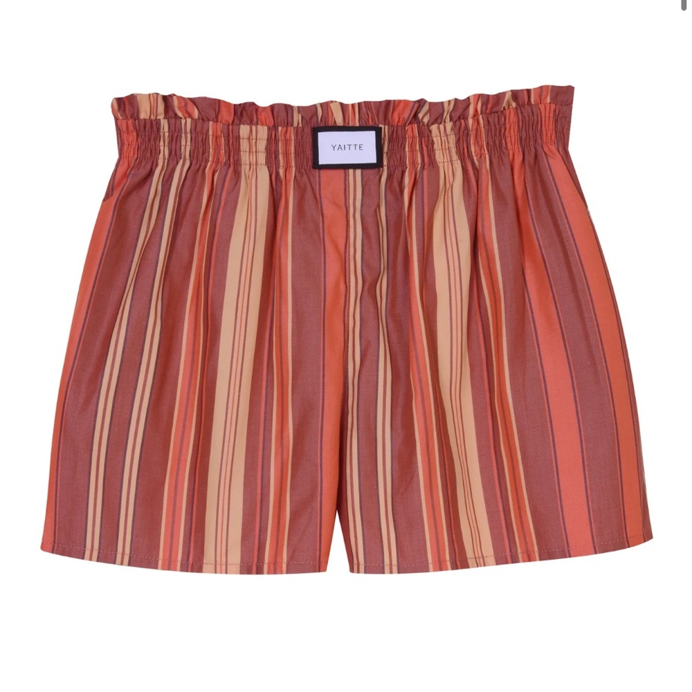 yaitte bespoke orange stripe short